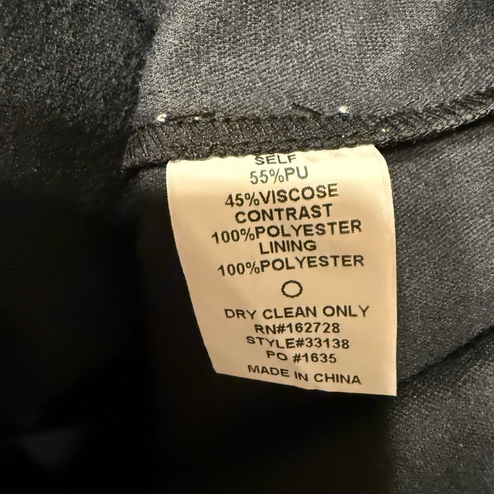 Black Faux Leather Flutter Sleeve Top with Textured Yoke - Picture 2 of 6